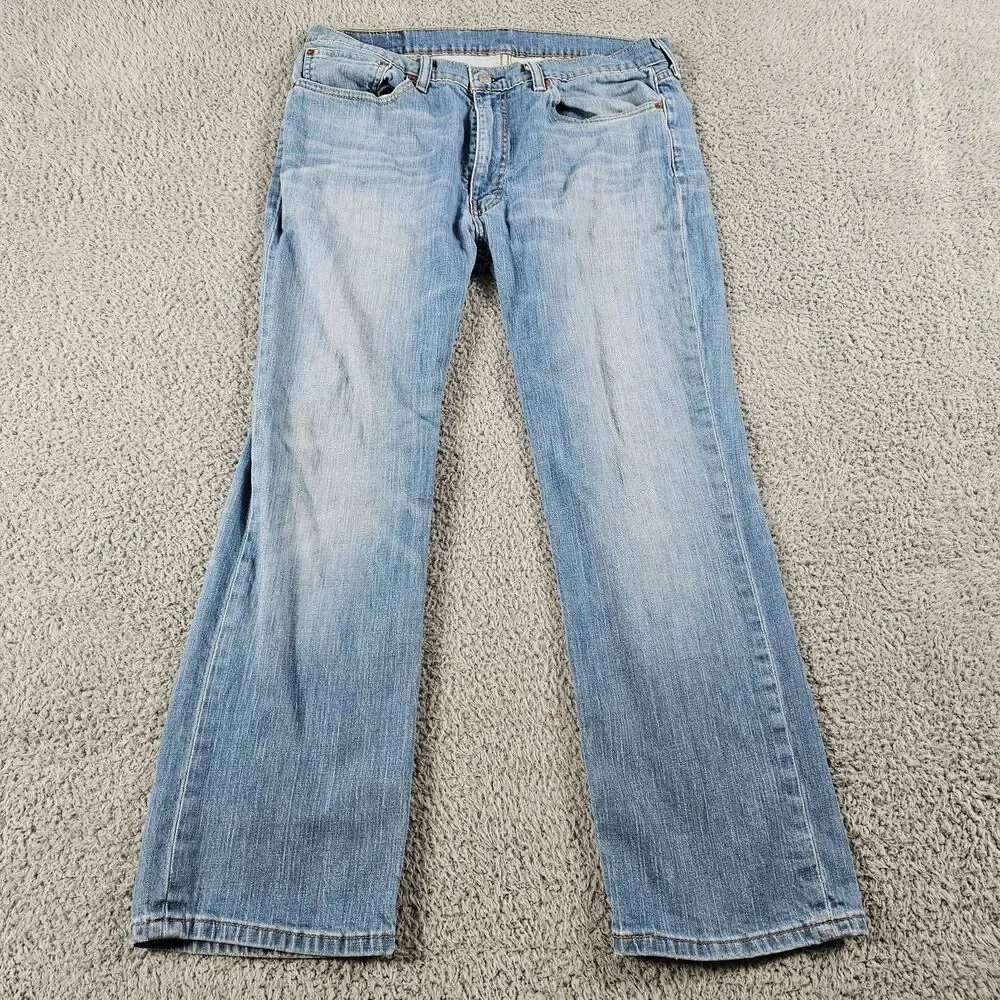 Levis 514 Jeans Mens 35x28 Blue Denim Stretch Regular Straight Work Skate Grunge